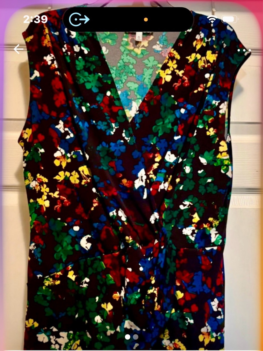 Chaus New York Sleeveless V-Neck Floral Tunic Top - Multicolor-XL